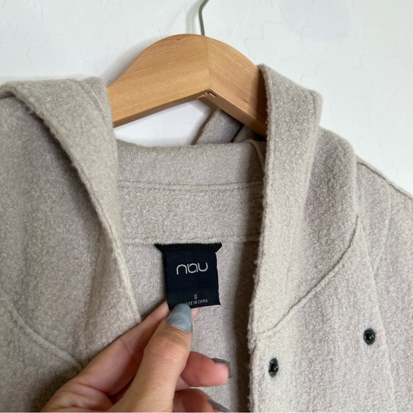 Nau Boiled Wool Trench Coat in White - Picture 8 of 11